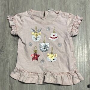 Pink Ruffled Kids Top with Animal Embroidery